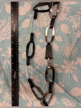 Suzi Roher Chain Link Belt black silver clear leather elastic boho
